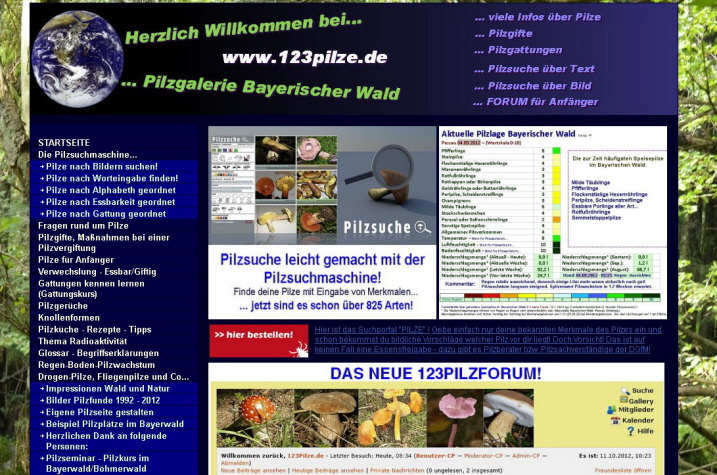 Link zu www.123pilze.de Die PILZWEBSEITE für Jedermann!